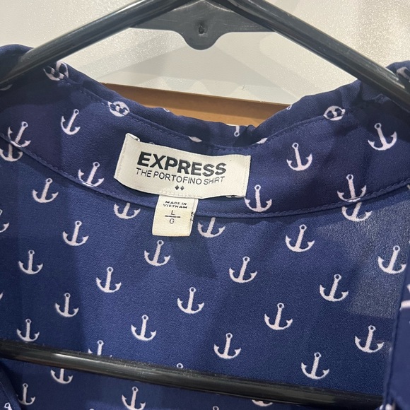 Express Dark Blue Anchor Pattern Shirt - Picture 1 of 3
